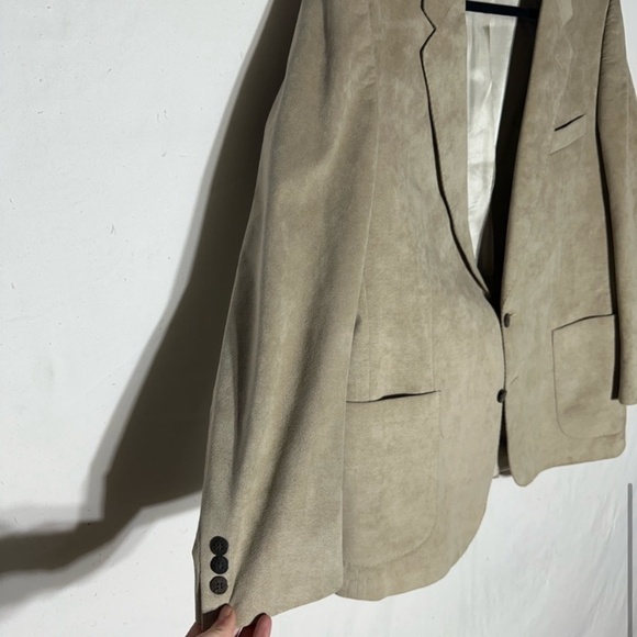 Vintage Hyde Park Tan Faux Suede Blazer 44R - Picture 9 of 14
